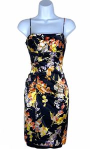 Black Floral Cocktail Mini Dress Small Size 4