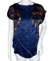 Cache Blouse Womens Small Blue Multicolor Geometric Colorful Artsy Art to Wear