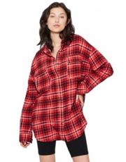 Long Sleeve Oversized Button-Down Flannel Shirt