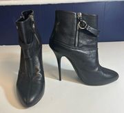Giuseppe Zanotti Black Leather Stiletto Heeled Ankle Boots Size 39 Size 9