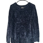 Orvis Navy Blue Textured Long Sleeve Knit Pullover Warm Sweater Women Sz M