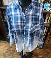 Torrid plaid acid wash dipped 1x button down shirt