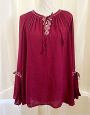 Embroidered Bell sleeves blouse Size XL