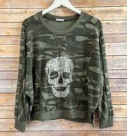 Sweet Romeo Camo Skull Soft Pullover Lightweight Sweatshirt Top Size Small NWOT