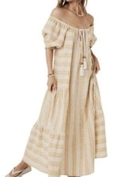 Spell & The Gypsy Lady Palm Dress Gown Organic Cotton Maxi Midi in Toffee Size S