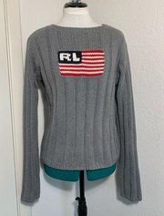 jeans Co. Ralph Lauren vintage gray American flag cable knit sweater L