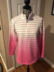 T by Talbots Quarter Zip Pullover size small Pink Ombré Striped French Terry