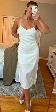 NWOT Mod Ref white midi satin dress!