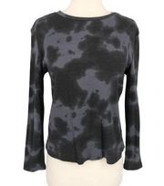 RDI Tie Dye Thermal Top Charcoal Fatigue Grey Black Size XS NWT