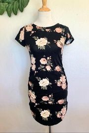 Heart & Hips Black Floral Short Sleeve Tunic Top S