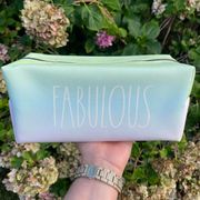 Rae Dunn Pastel Blue Green Purple Zipper Cosmetic Toiletry Makeup Bag