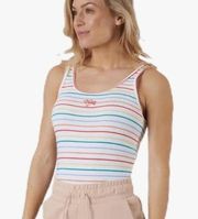 Nike Womens Large Rainbow Striped Bodysuit Womens Active Shirts & Tees