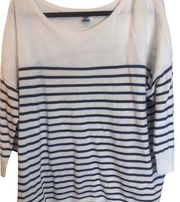 Old Navy Women's XXL Blue Striped Boat Neck 3/4 Sleeve T-Shirt Casual Top