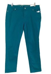 Dressbarn NEW Women's Jeans  Teal Green Skinny Ankle Jeans 12P Petite