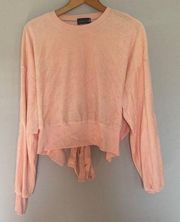 Blush Mustard Seed Cropped Sweater Tie Back Size Medium