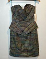 Women’s | NWT Trina Turk strapless tweed peplum dress | Multicolored | Size 4