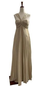 City Triangles Ivory Pleated Maxi Dress Sleeveless Size 3 Juniors Flowy #2