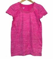 SPALDING Hot Neon Pink Space Dye Activewear Active Short Sleeve Top Tee Medium M