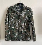 Love Tree Camouflage Jacket Size Small Full Zip pockets cinch waist