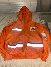 Forever 21 USPS Zip Up Orange Reflective Windbreaker