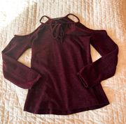 Red Cold Shoulder Long Sleeve Blouse Size Small