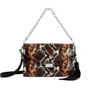 ALL SAINTS Snack Print Black Brown Crossbody Shoulder Leather Bag