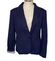 Merona Button Front Wool Blend Blazer Navy Blue Women's Size 16 NWOTs