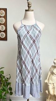 Bias Plaid Halter Dress In Palm Canyon Medium