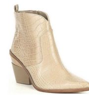 gianni bini boots tan snake skin maelyie croc size 6