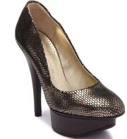 HALSTON Cindy platform pump black bronze metallic size 6