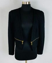 Philosophy Black Gold Zippered Jacket Blazer S