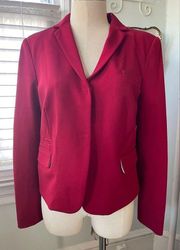 Diane von Furstenberg Karl red stretch snap button blazer jacket 12