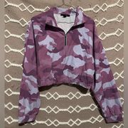 Purple Camo Crop Athletic Half Zip Pullover Jacket