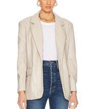 BlankNYC Faux Leather Blazer SIZE XS Oversize Boxy Retro 80 Cream Monochrome NEW