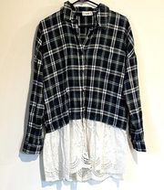 NWT Altar'd State Flannel and Lace Long Sleeve Shirt - Medium