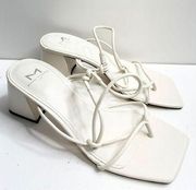 Marc Fisher Sandals Womens Size 7 Off White Leather Slip On Davia Shoes