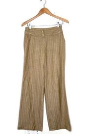 Michael Kors Womens Wide Leg Pants Linen Striped Flare Pinstripe Size 2