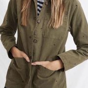 Marine Layer Dusty Olive Gracey Chore Jacket Size XS Embroidered Safari