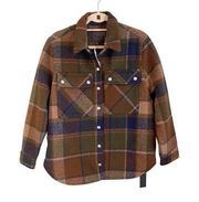 BLANKNYC Women Flannel Collared Snap Long Sleeve Hit The Trail Shacket Small NWT