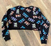 Forever 21 Graphic Yes No Crop Top Sweater Size Medium