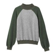 Prana Flint Brook Wool Rib Knit Fleece Pullover Sweatshirt Top Kale Outdoor XL