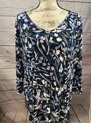 Roz & Ali XL blue/white/purple blouse - 2443