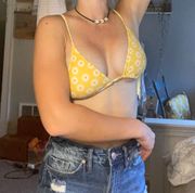 Forever 21 Yellow And White Flower Bikini Top