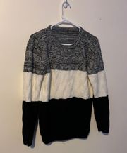 Wool Blend  Colorblock Neutral Long Sleeve Sweater