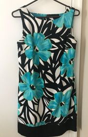 Dress Black And White W Blue Flowers