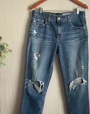 AG The Ex Boyfriend Slouchy Slim Distressed Jeans size 28