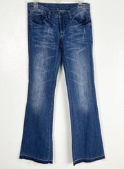 BLANK NYC Raw Hem Flare Ripped Distressed Mid Rise Jeans, Size 27