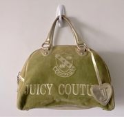 RARE Vintage Y2K  Iconic Velour Love P&G Bowler Bag in Olive/Gold