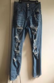 High Wasted Distressed Crop Jeans