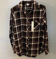 NWT Womens  Supersoft Flannel Shirt Long Sleeve Plaid Button Up X Small